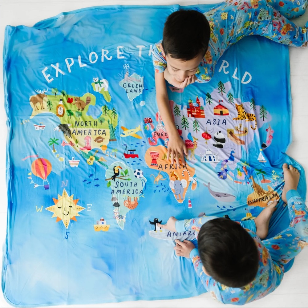 NEW Little Sleepies Around the World zippy and cloud blanket